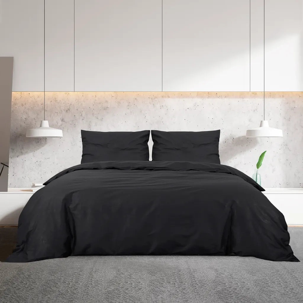 Set Copripiumino Nero 135x200 cm in Microfibra Leggera 135974