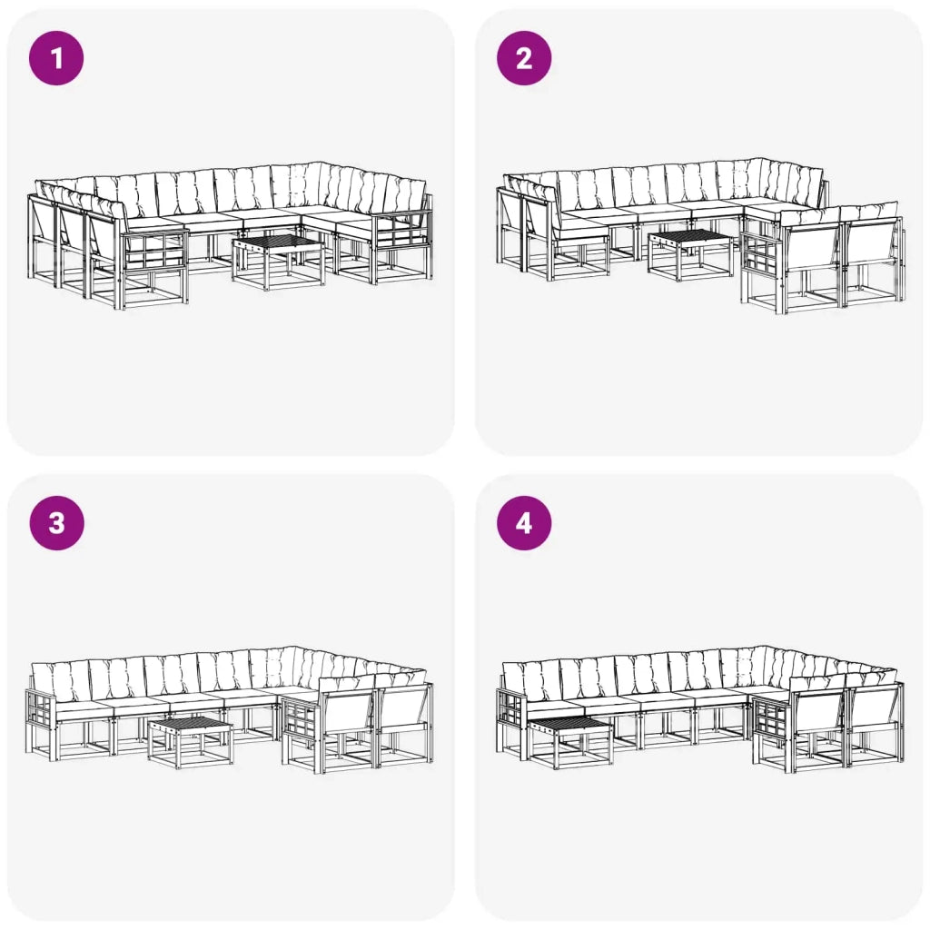 Set di divani da esterno con cuscino 10 pcs Bianco e Nero 3389890