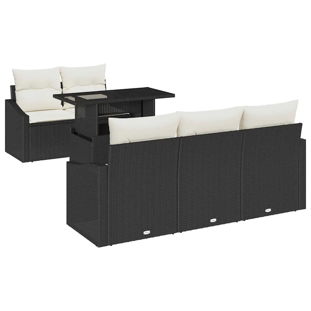 Set Divano da Giardino 6 pcs Nero e crema polyrattan 3348913