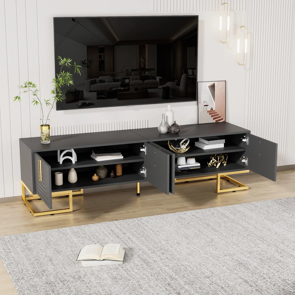 Cassettiera per TV grigia in truciolato lunga 170 cm