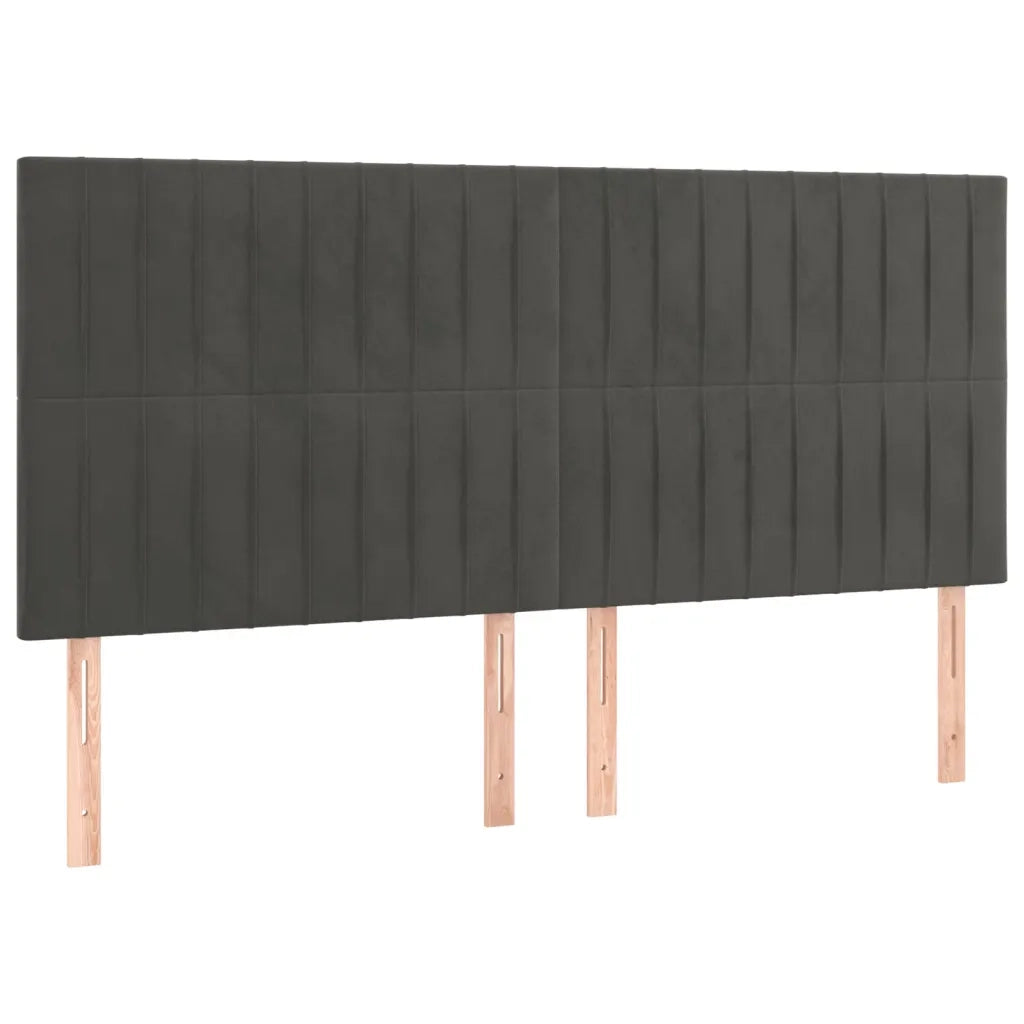 Testiera | Testata Grigio Scuro 200x5x118/128 cm Velluto