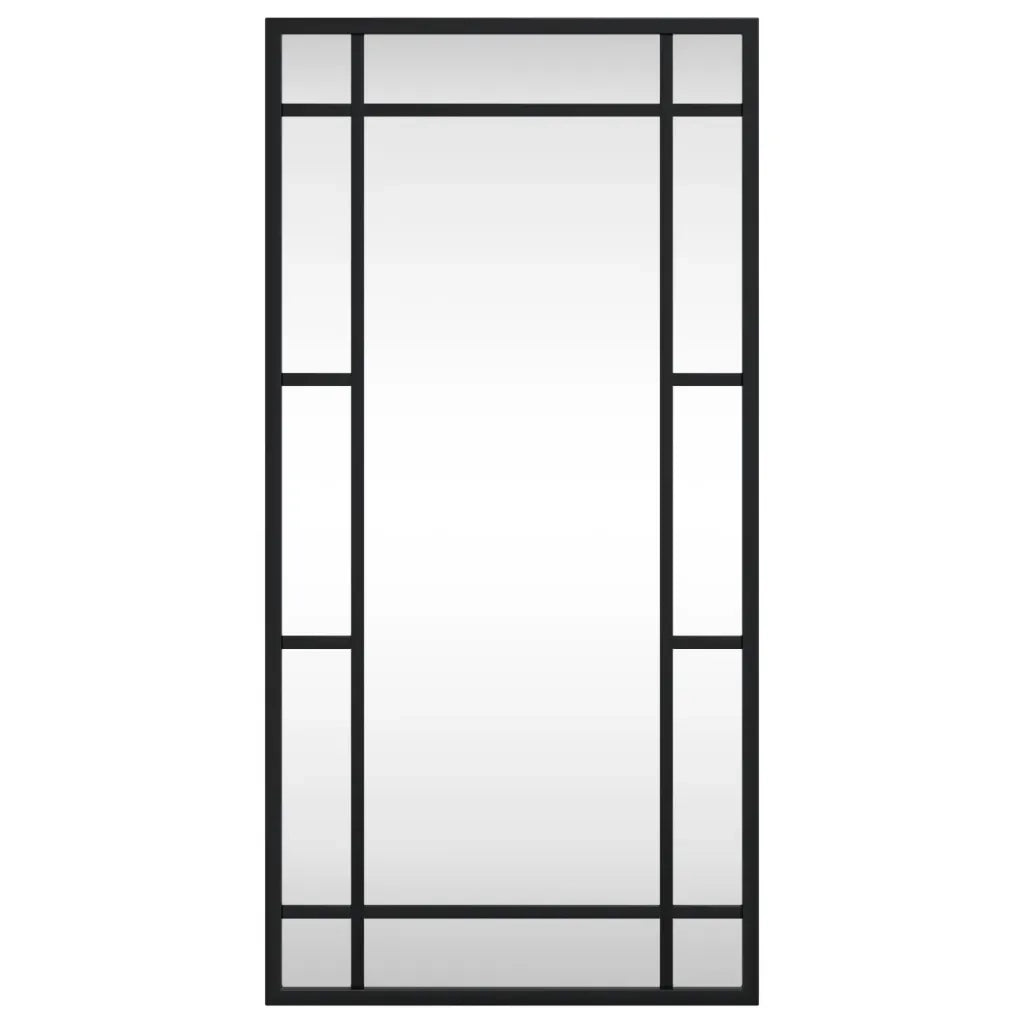 Specchio da Parete Nero 30x60 cm Rettangolare in Ferro 358628