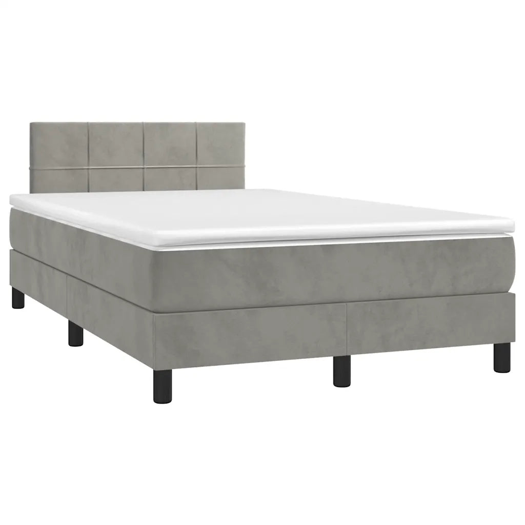 Letto a Molle con Materasso e LED Grigio Chiaro 120x190 cm Velluto