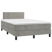 Letto a Molle con Materasso e LED Grigio Chiaro 120x190 cm Velluto