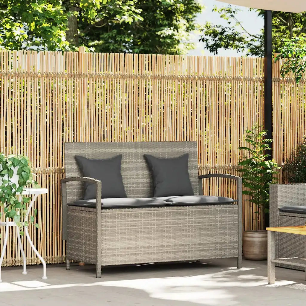 Panca Portaoggetti da Giardino con Cuscino in Polyrattan 4104216