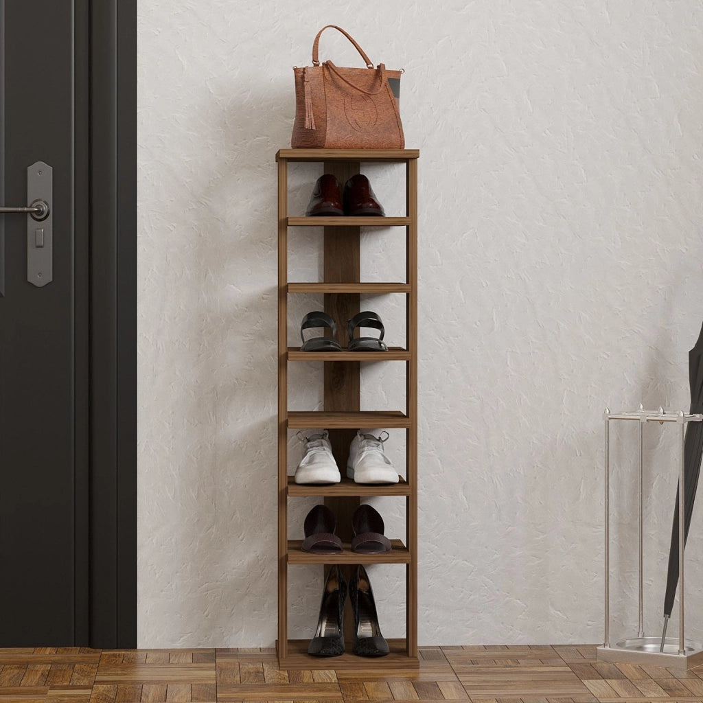 Scarpiera in legno "Ayka" - 30 x 30 x 110 cm - Marrone
