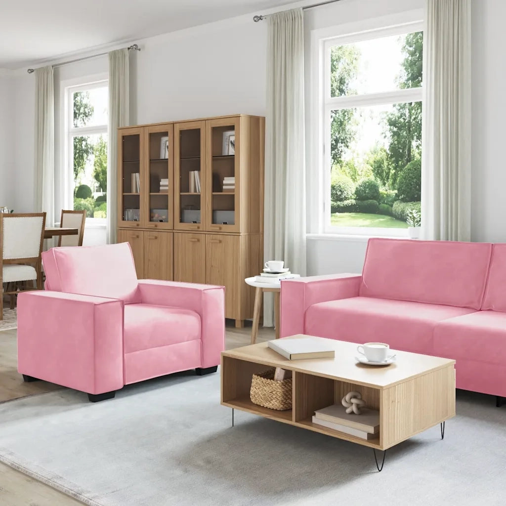 Set di Divani 3 pz con Cuscini rosa in Velluto 3324621