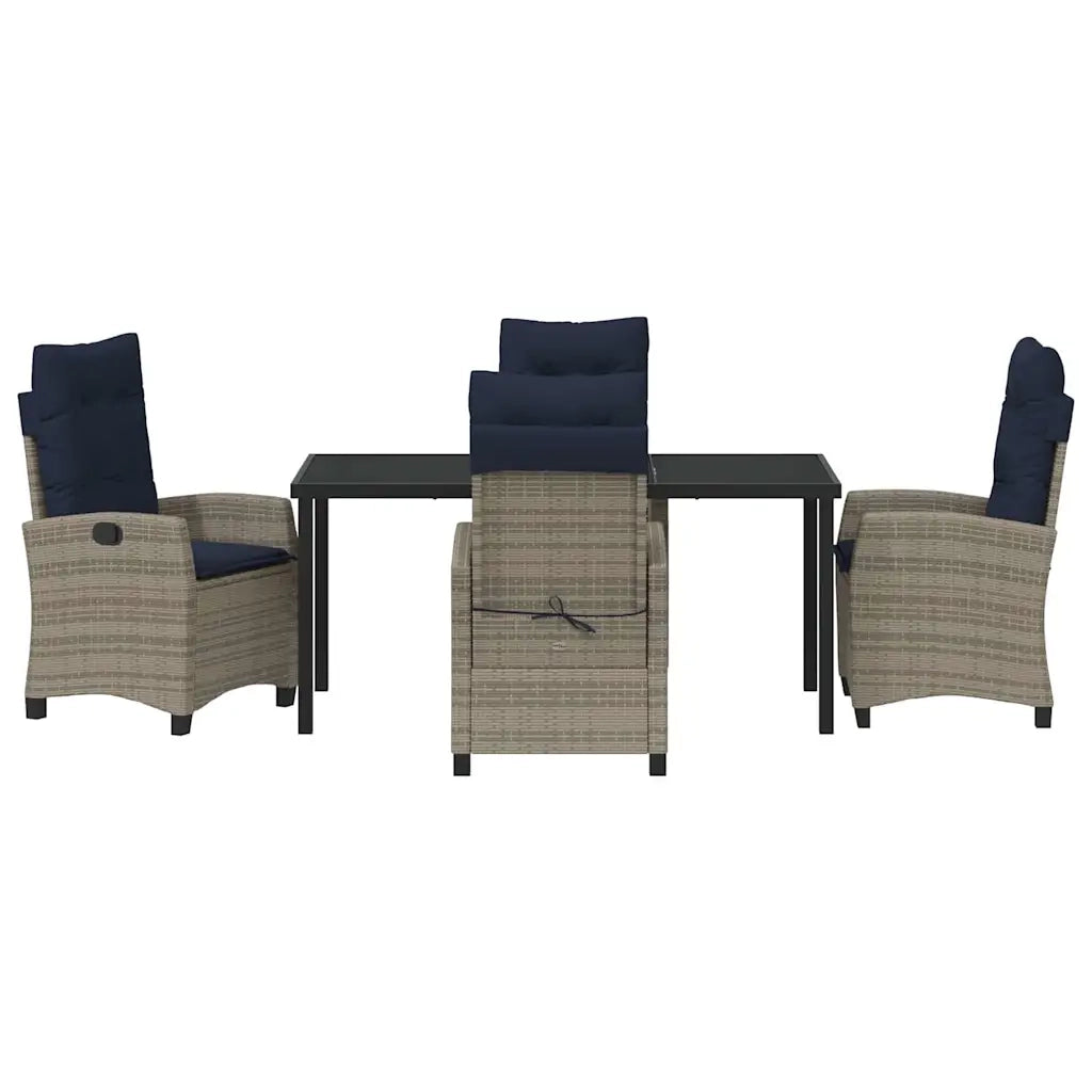 Set da Pranzo per Giardino con cuscino 5 pcs Grigio polyrattan