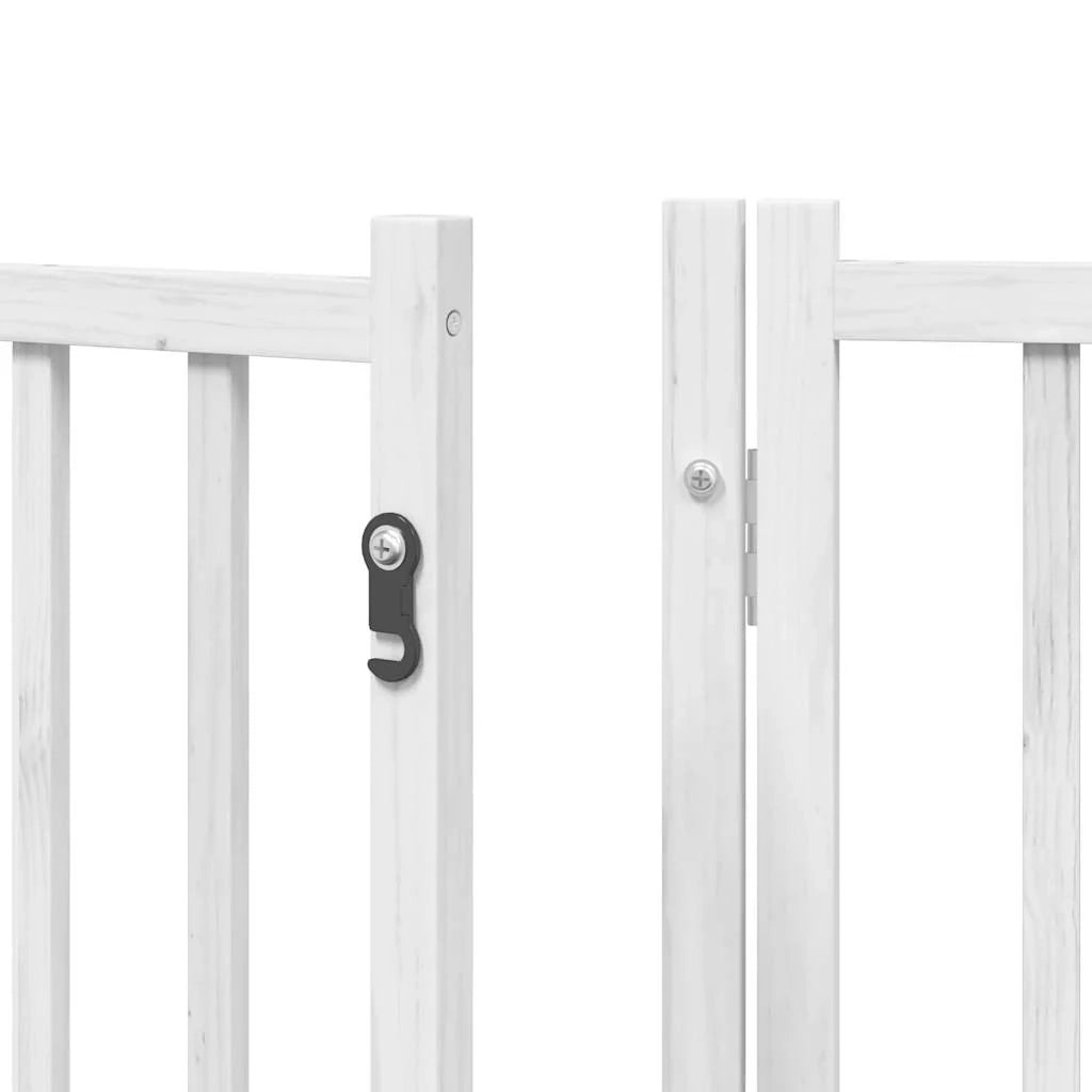 Cancelletto di sicurezza per animali domestici porta pieghevole 9 pannelli legno di pioppo bianco 02_0023291