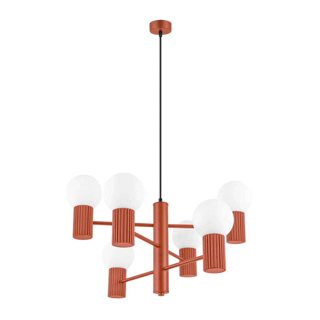 Lampadario HALO 6 rosso ocra