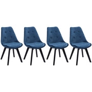 Set di 4 sedie NORA in velluto blu con cuscino