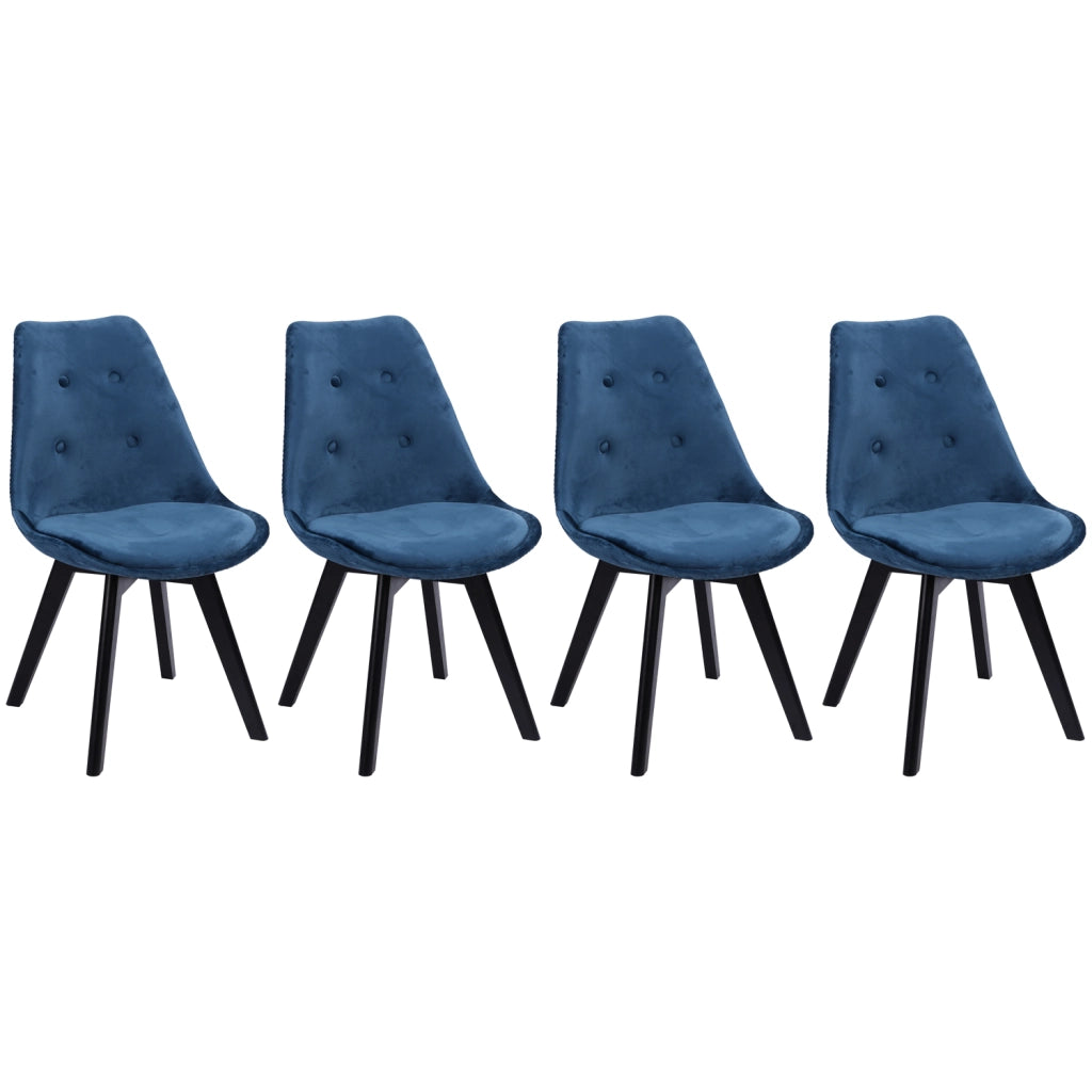 Set di 4 sedie NORA in velluto blu con cuscino