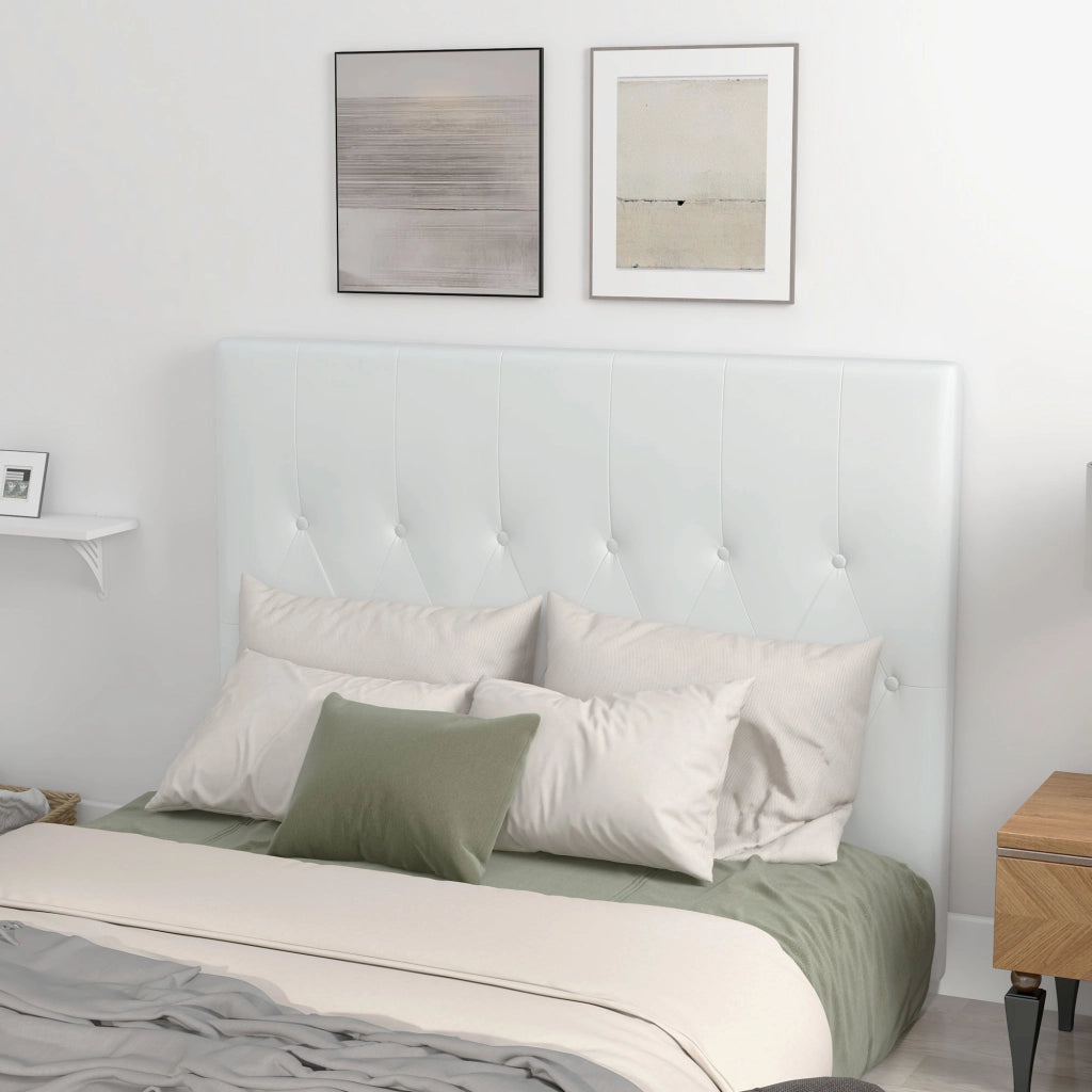 Testiera Letto Matrimoniale Imbottita con Bottoni ¨C Xylo ¨C Pelle PU Bianco 160x120 cm