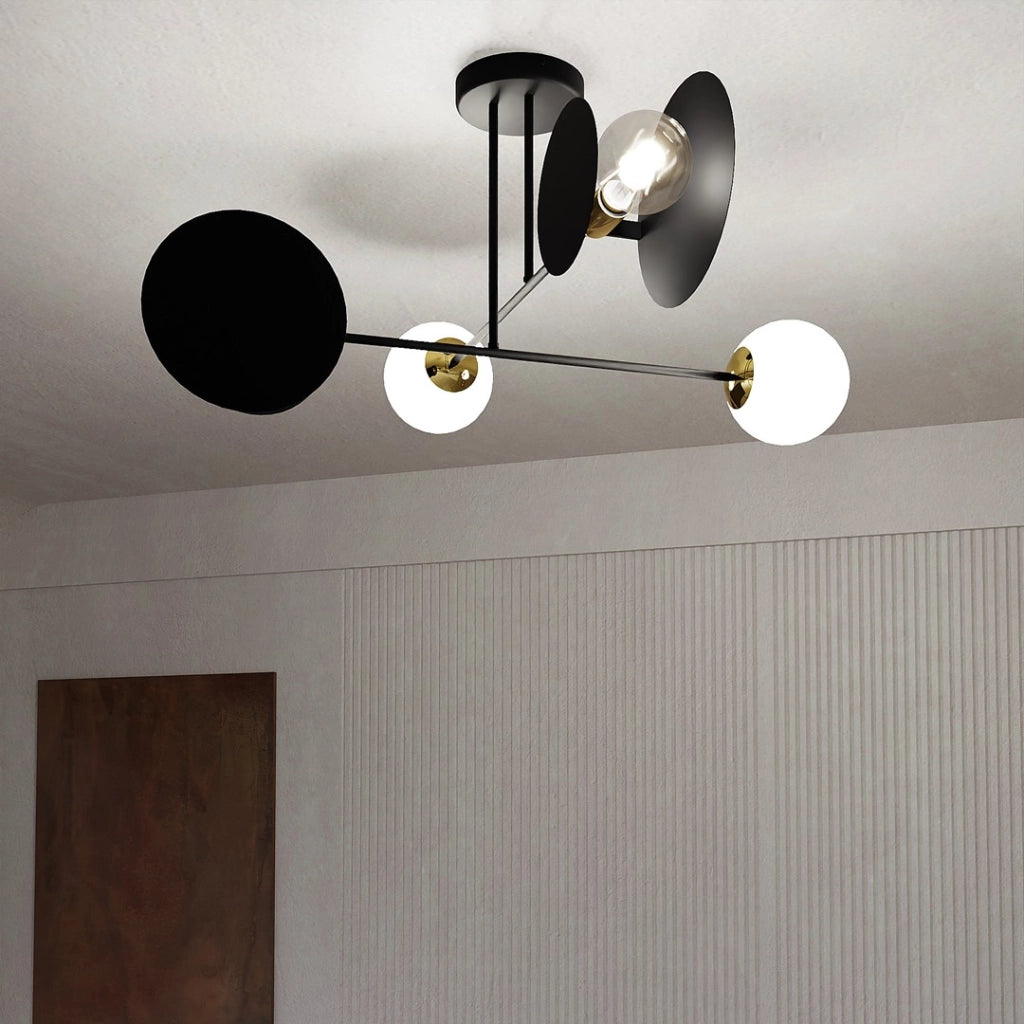 Plafoniera Emibig Minerva nera 4 luci E14/E27 dimmerabile