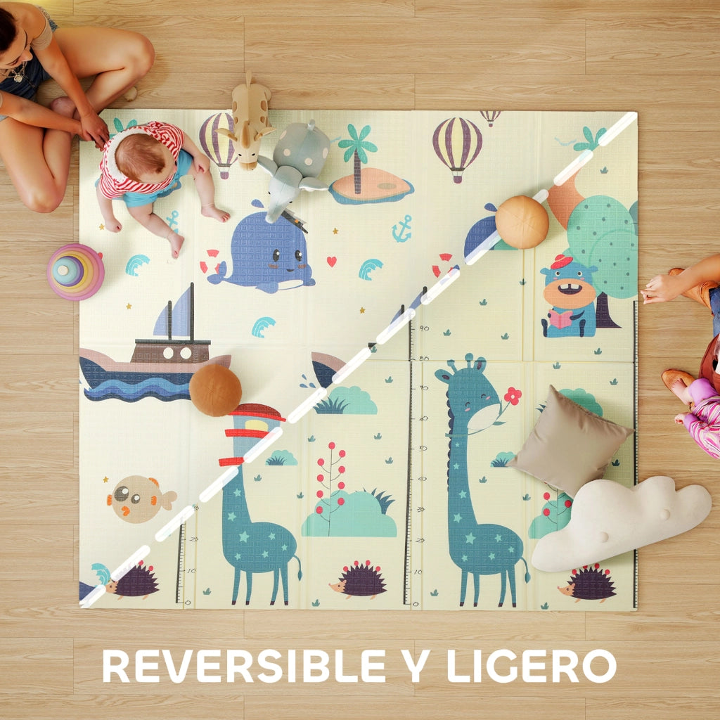 Tappeto Gioco Bambini Pieghevole ¨C Xylo ¨C 196x176x1,5 cm Imbottito Reversibile Impermeabile
