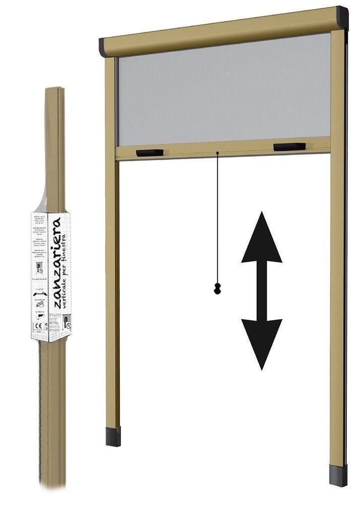 ZANZARIERA VERTICALE RIDUCIBILE 100X250 A RULLO CON FRIZIONE BRONZATA MADE IN ITALY