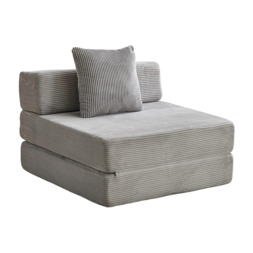 DIVANO LETTO Pieghevole in velluto a coste Grigio chiaro