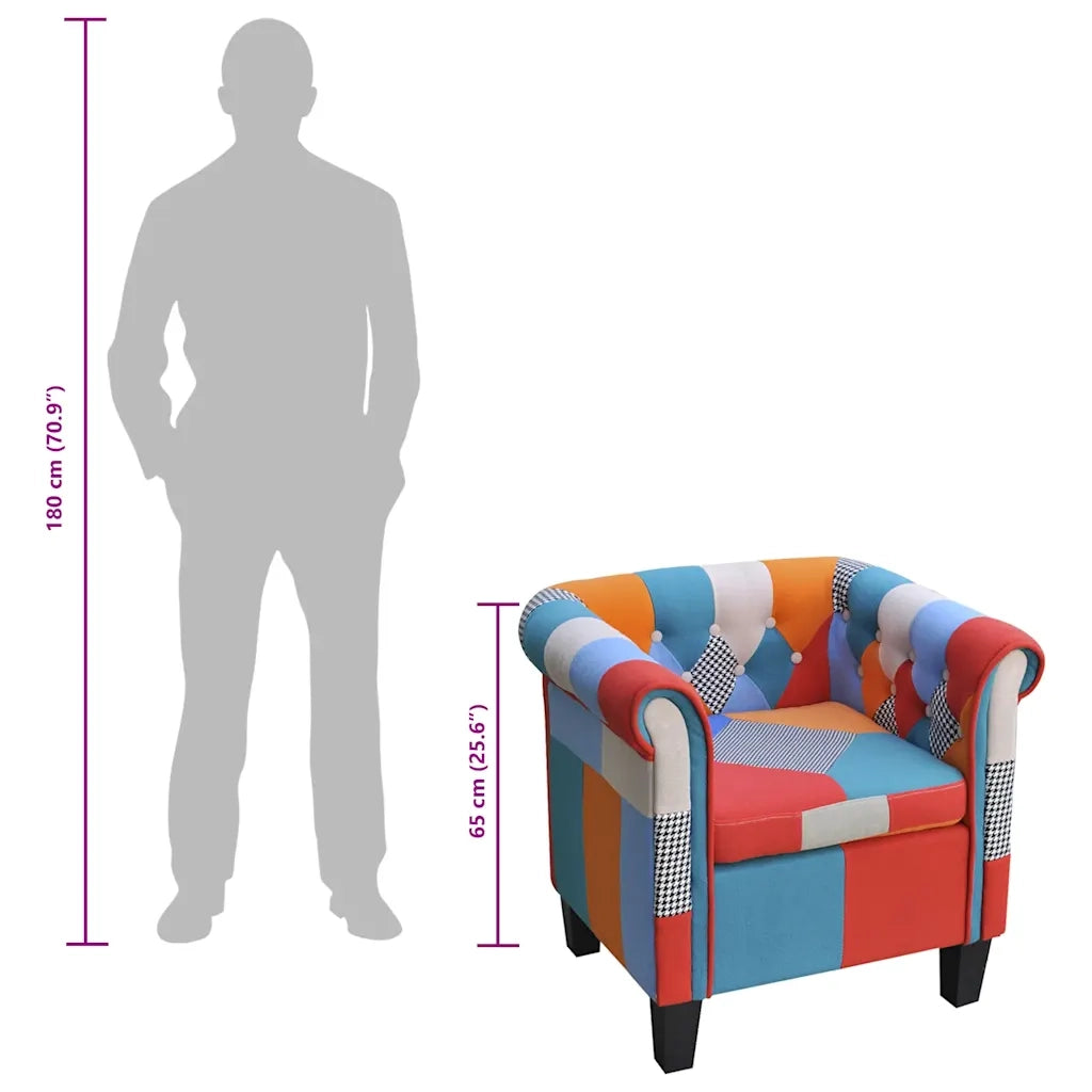 Poltrona | Sedia Relax con Design Patchwork in Tessuto