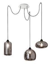 Lampadario a sospensione Fiona a Led in metallo e vetro soffiato fumè 3496-47-126 Fabas Luce