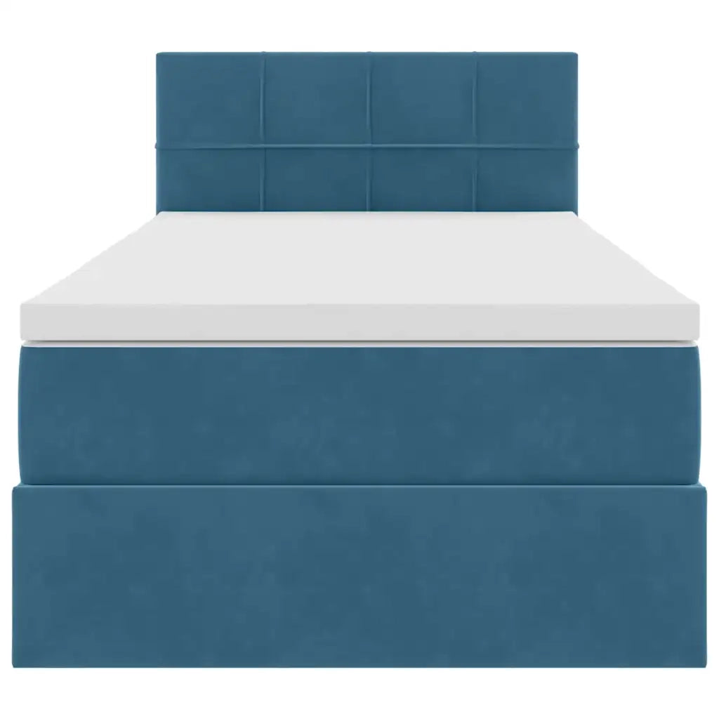 Letto con contenitore e LED Blu Scuro 90 x 190 cm Velluto 3371365