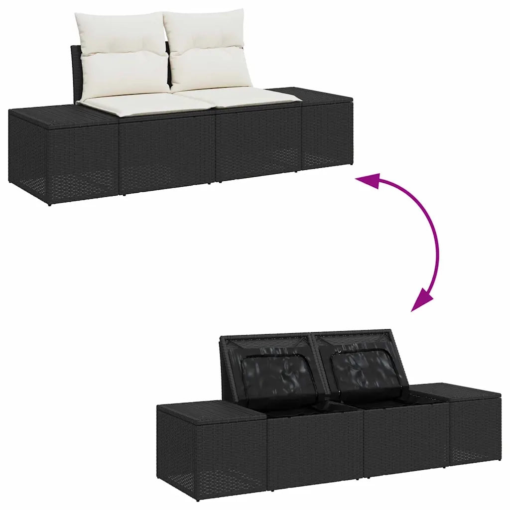 Set Divano da Giardino con archiviazione 5 pcs Nero Poly Rattan 3358630