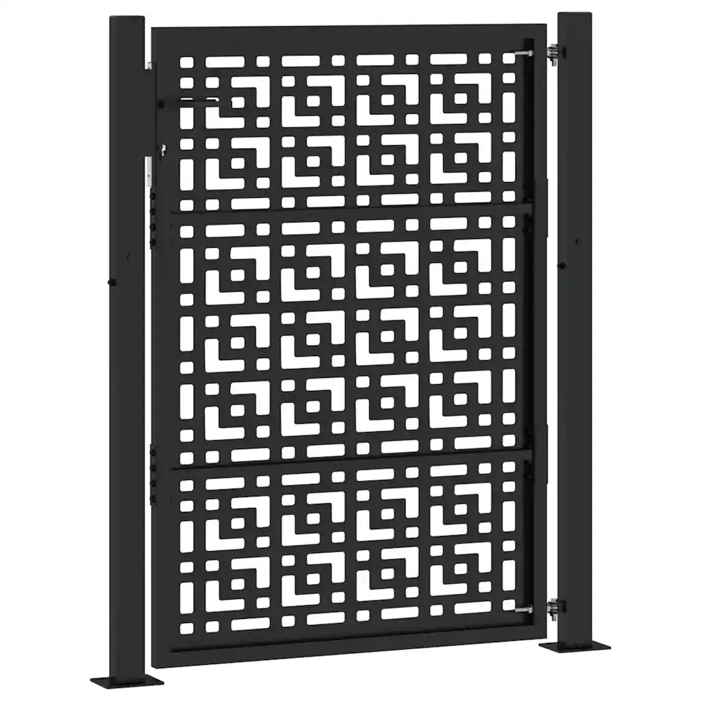 Cancello Giardino Nero 105x130 cm in Acciaio Design a Croce