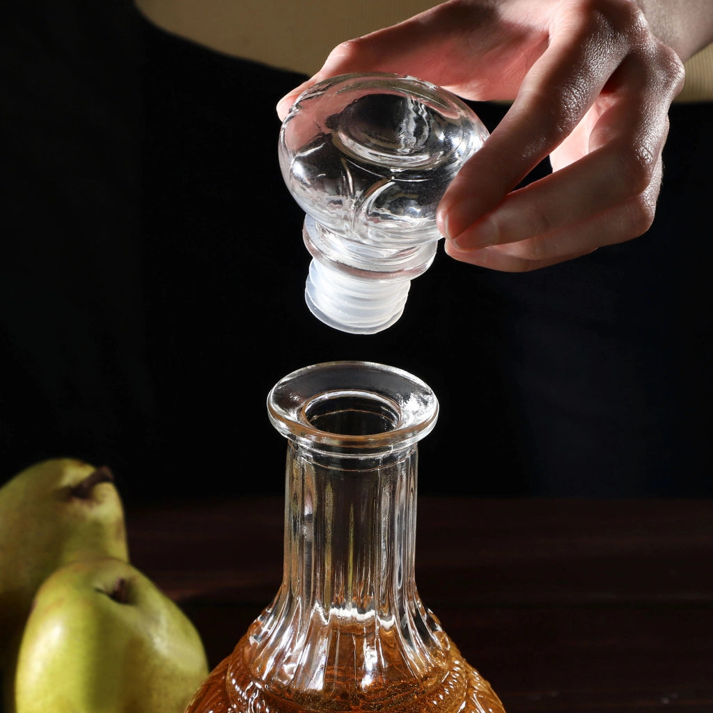 Caraffa per whisky KADAX, bottiglia in vetro cristallo da 1 litro con tappo di sughero, confezione da 6 pezzi.