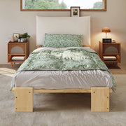 letto imbottito legno e tessuto naturale 90x200 cm