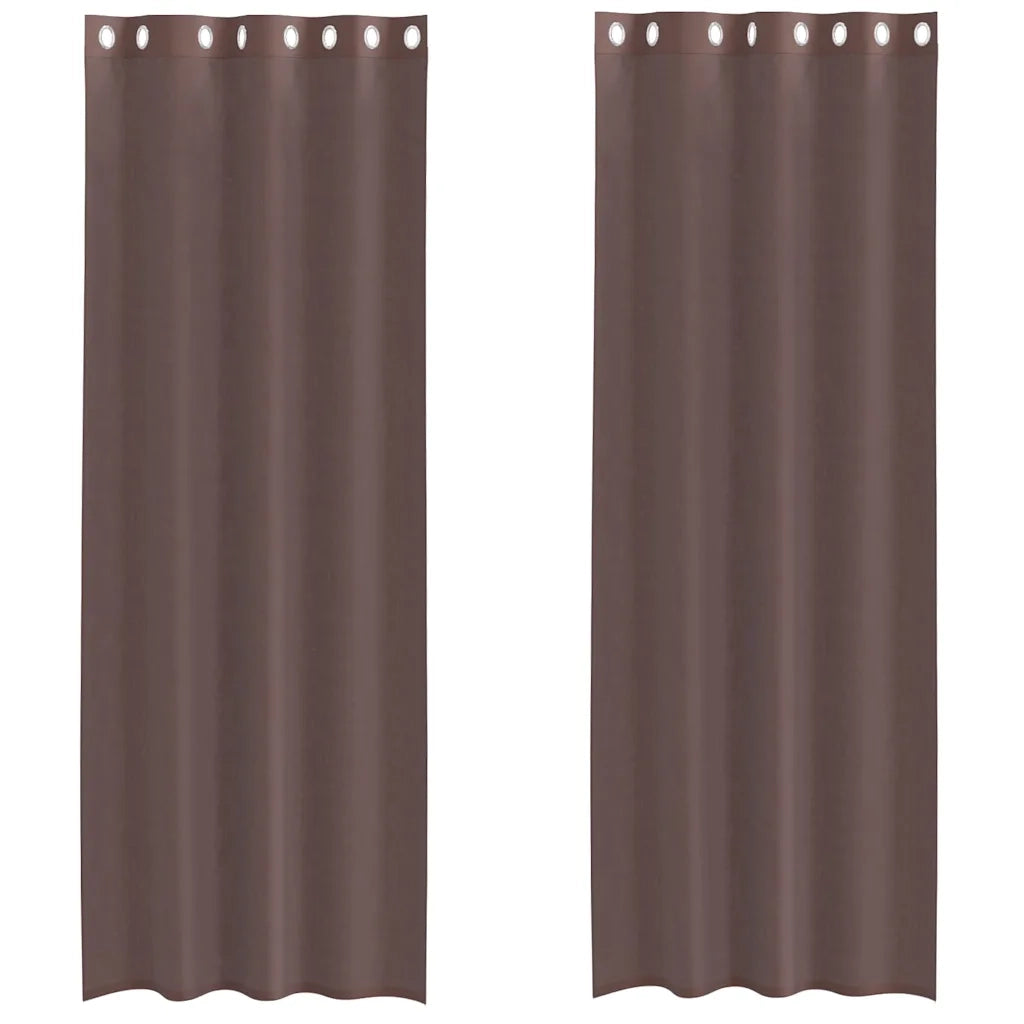 Tende in Voile con Occhielli 2 pz Marrone 140x300 cm