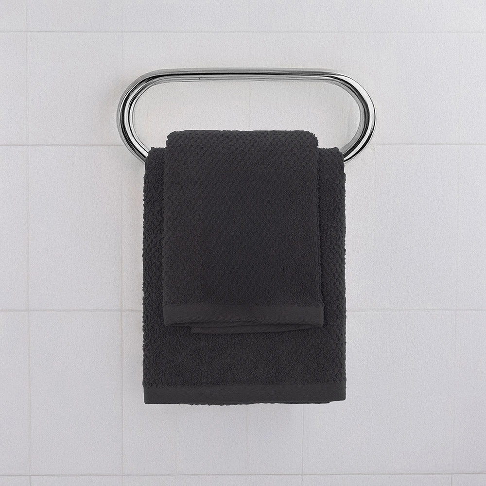Set asciugamani bagno nero per viso e ospite in cotone puro Spring