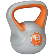 Kettlebell 8 kg ¨C Xylo ¨C Rivestimento PU Riempimento Sabbia 20x14x24 cm Arancione Grigio