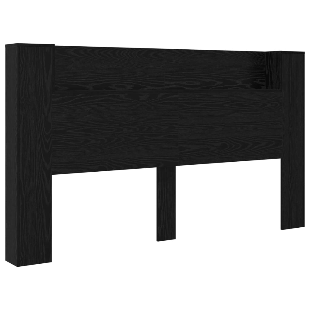 Testiera | Testata con Mobile e LED Rovere Nero 180 x 16,5 x 103,5 cm
