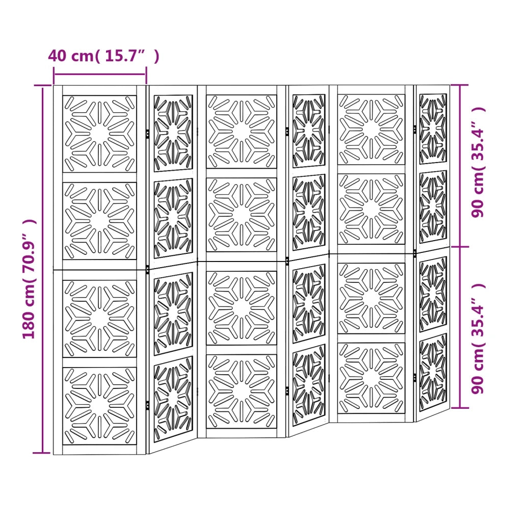Divisorio Ambienti | Divider per stanze | Paravento 5 Pannelli Marrone e nero Legno di Paulownia