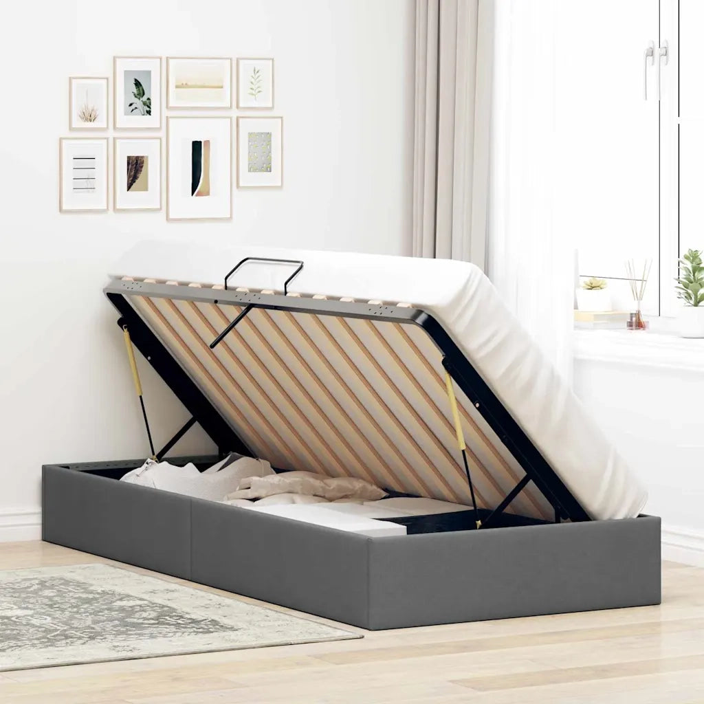 Letto con Contenitore Grigio Scuro 100 x 190 cm Tessuto 3370053