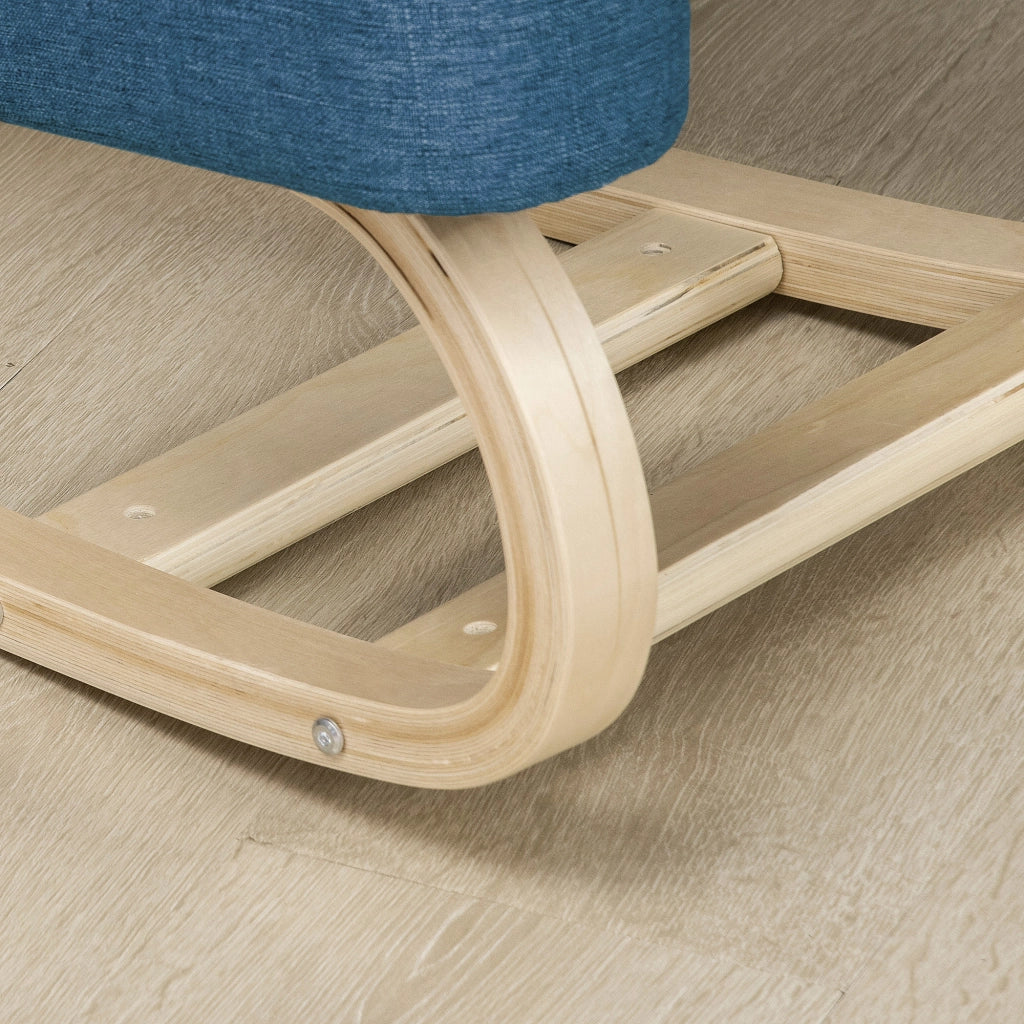 Sedia Ergonomica con Inginocchiatoio ¨C Xylo ¨C Legno Betulla, Cuscino Blu, 51x69x58cm