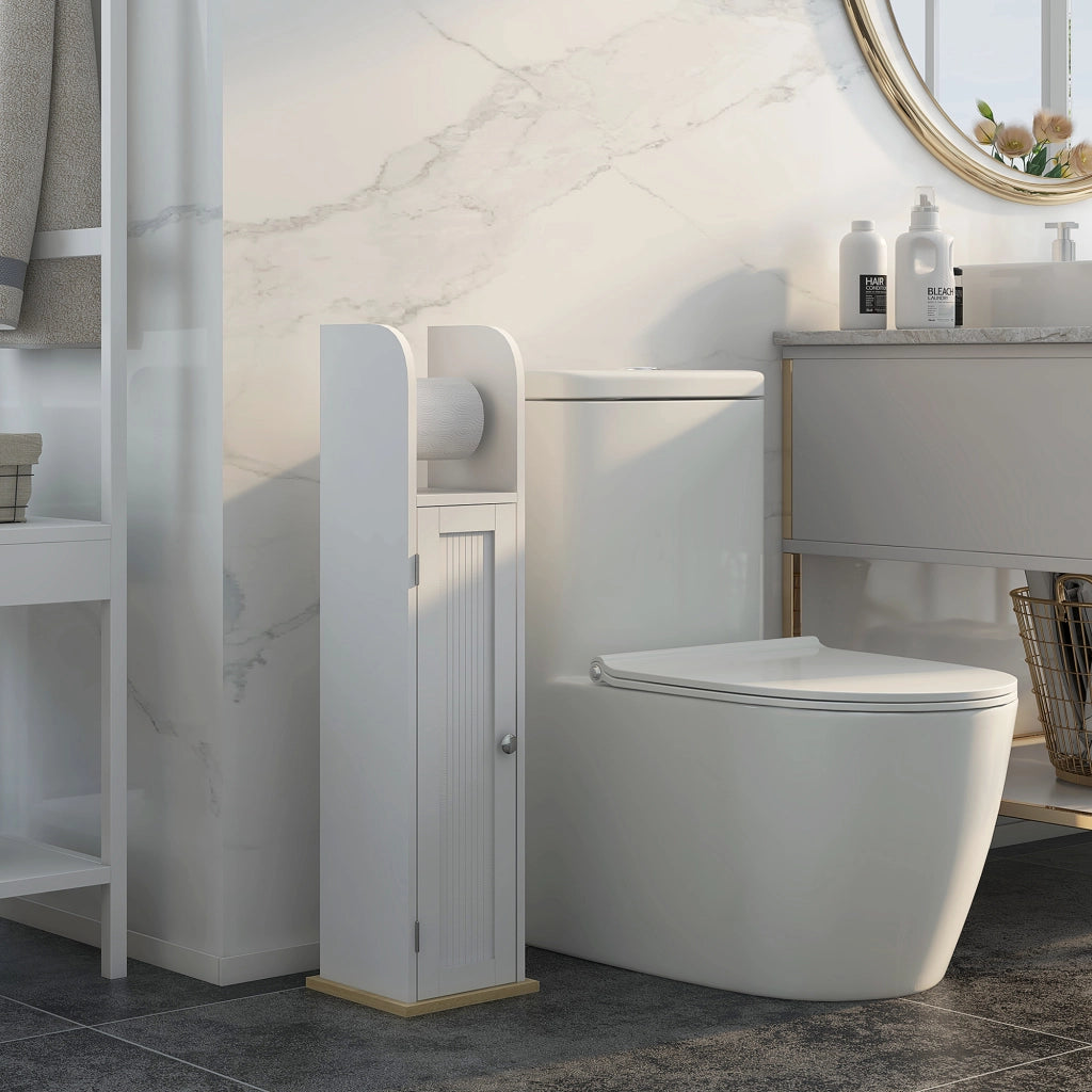 Mobile Bagno Salvaspazio con Portarotolo ¨C Xylo ¨C Bianco 3 Ante 20x20x80 cm
