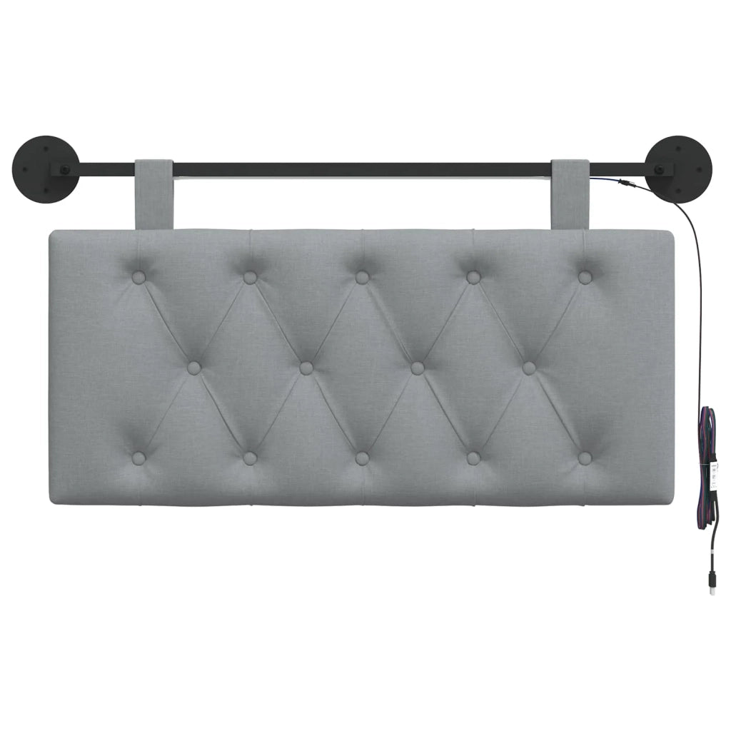 Testiera sospesa Con luce LED Grigio Chiaro Tessuto 3424513