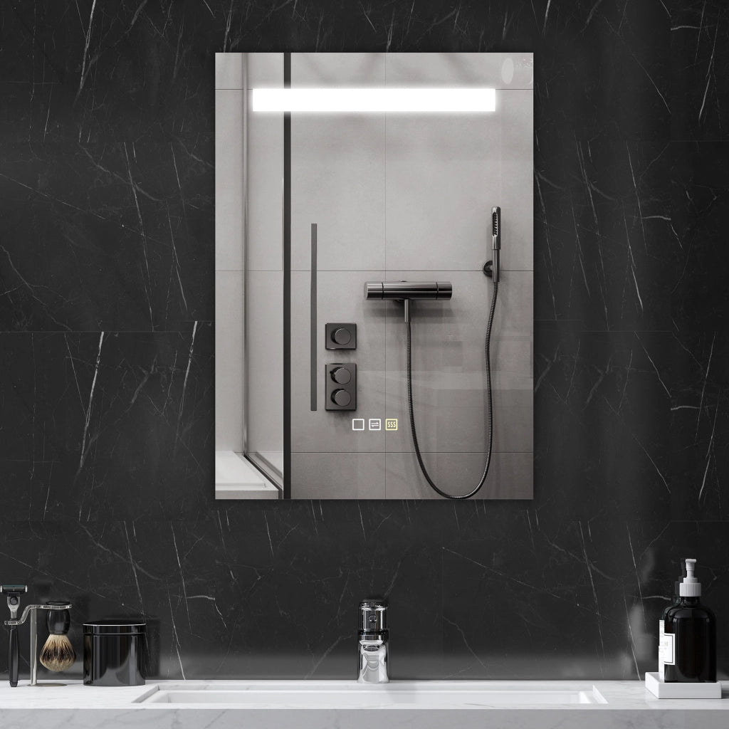 Specchio da Bagno con Luce LED ¨C Minimal ¨C Bianco 70x50 cm