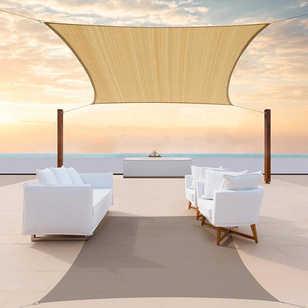 AIO FACTORY 3x5 m Vela Ombreggiante Impermeabile Beige - Vela Parasole da Giardino
