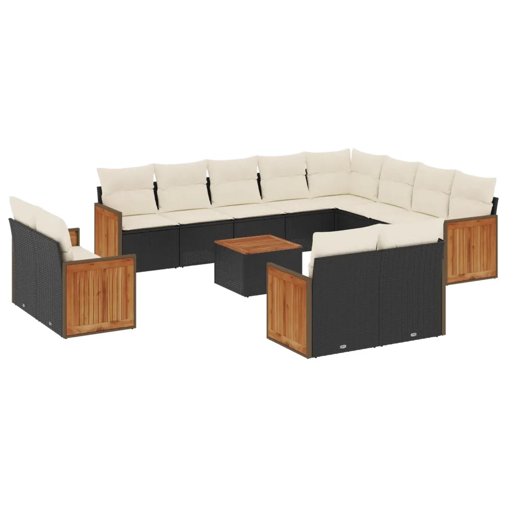 Set Divani da Giardino 13pz con Cuscini Nero in Polyrattan 3260600