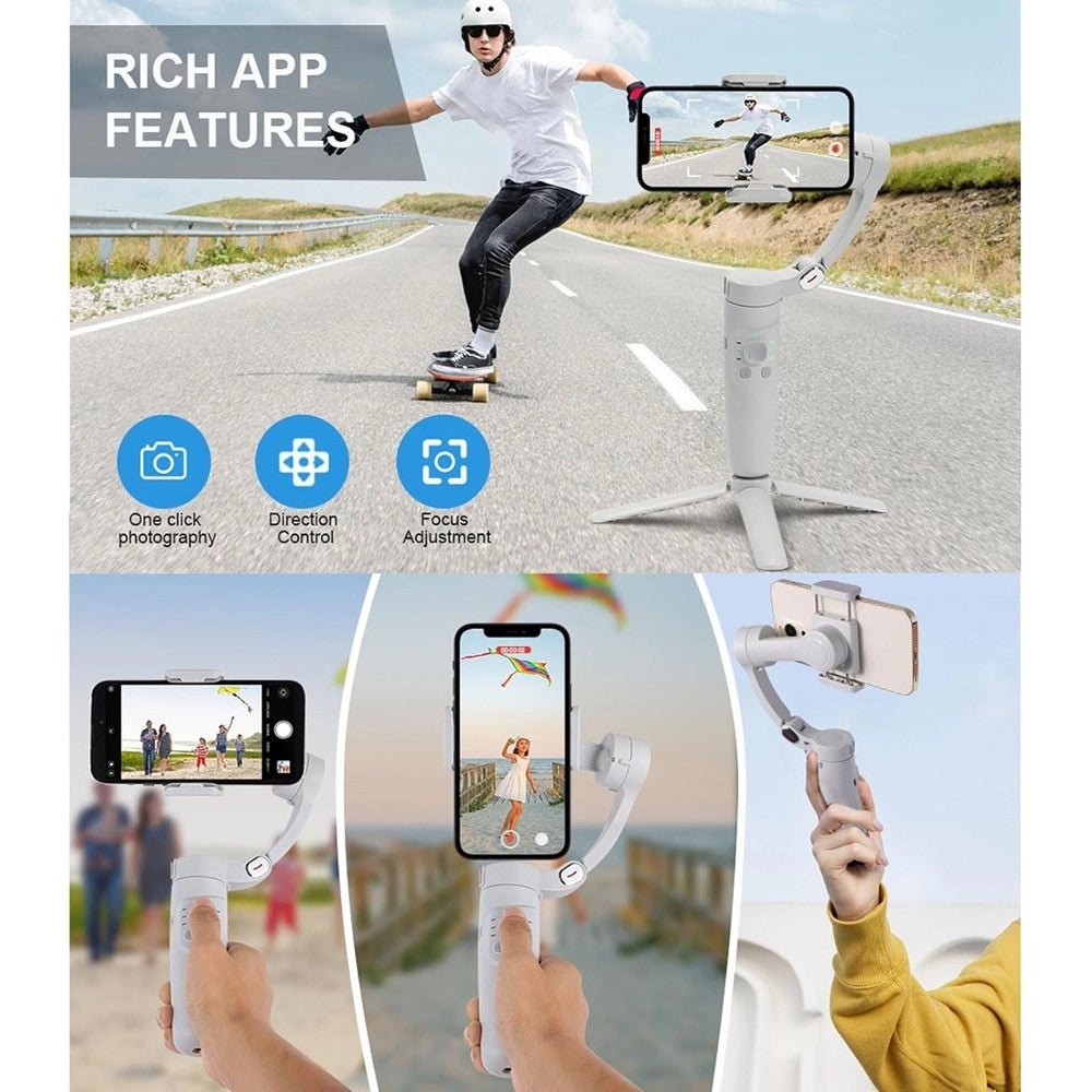 Trade Shop - Stabilizzatore Portatile A 3 Assi Per Smartphone Resistente M1 Pieghevole Per Casa Viaggi -