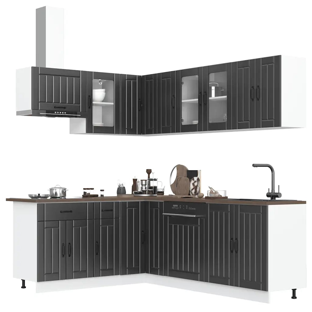 Set Mobili da Cucina 11 pz Lucca Neri Legno Multistrato 3314892