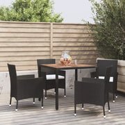 Set da Pranzo da Giardino 5 pz Nero con Cuscini in Polyrattan 3187389