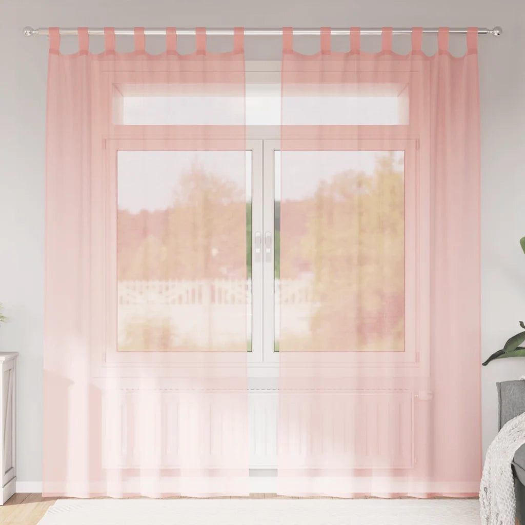 Tende in Voile con Tasche per Aste 2 pz Rosa 4102198