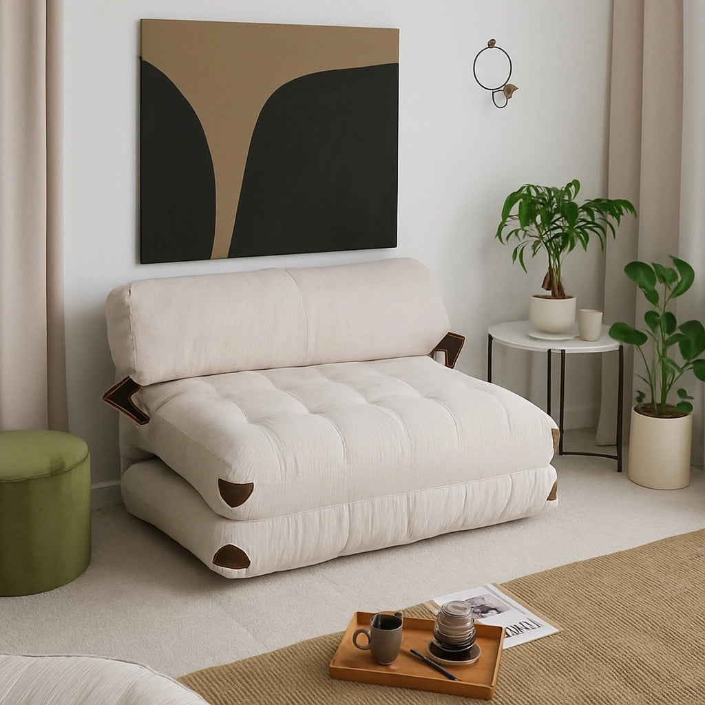 Surigae, Divano Letto 2 Posti Contenitore, 120x75 cm Bianco