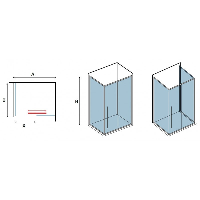 Box doccia SANTORINI 400 120x80 x200 cm profilo cromato