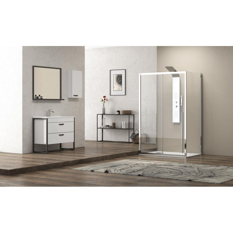 Box doccia SANTORINI 400 130x80 x200 cm profilo bianco