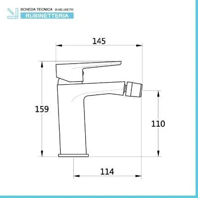 Miscelatore bidet nero opaco in ottone con piletta inclusa  Erika