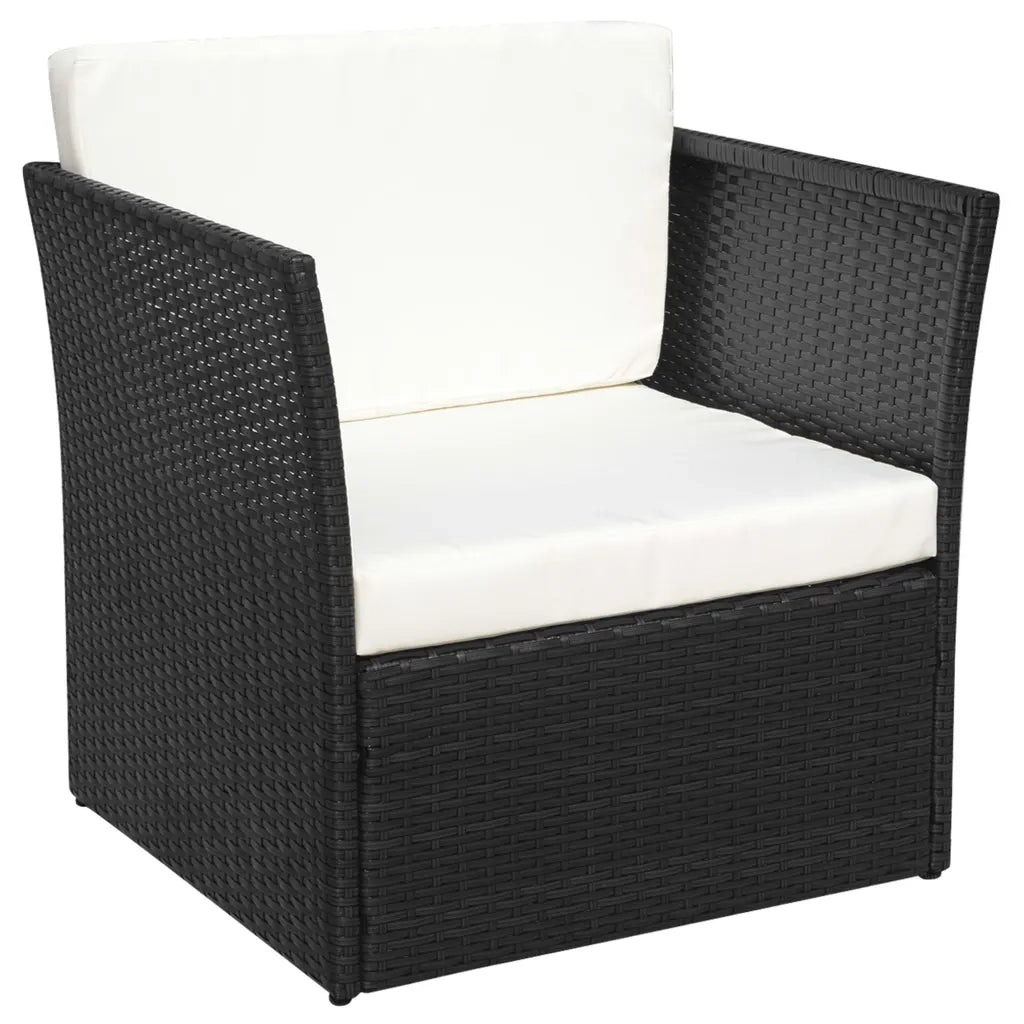 Sedia da Giardino con Poggiapiedi in Polyrattan Nero 41981