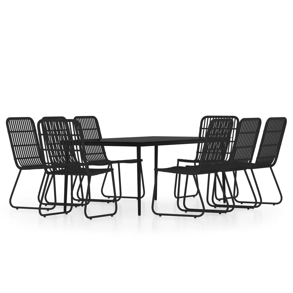 Set da Pranzo per Giardino 9 pz con Cuscini Nero 3099184